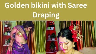 Golden Bikini Ke Sath Saree Drapingproduct Review