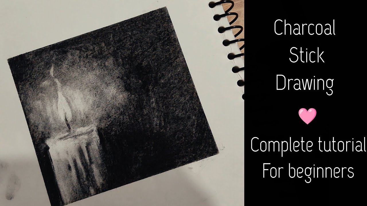 Charcoal stick drawing tutorial| charcoal drawing| how to use charcoal| 