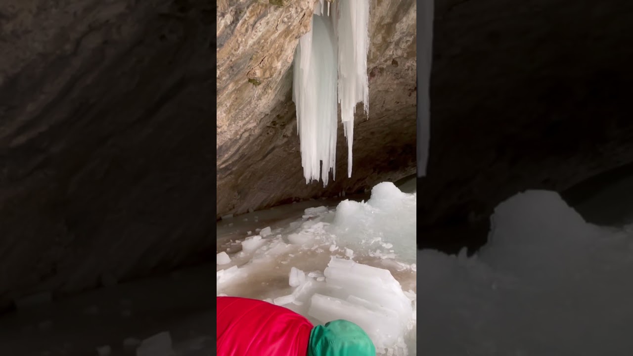 Knocking down ice cave giant icicles