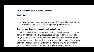 MA ECONOMICS What is meant by endogenous growth？ What are its implications？ simple endogenous