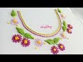 Hand Embroidery: Lazy daisy stitch neck design | Bordado a mano: Cuello con puntada margarita