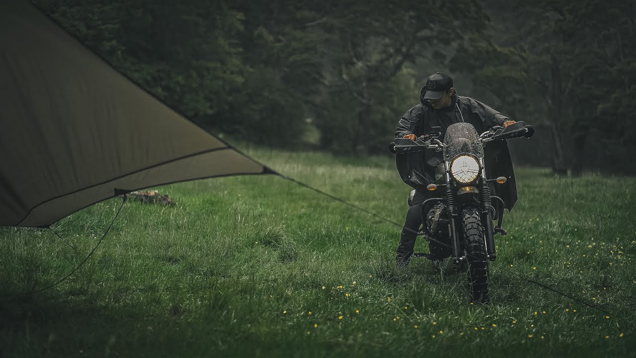 Solo Motorcycle Camping on a very UNEXPECTED HEAVY RAIN | Triumph Street Scrambler | ASMR