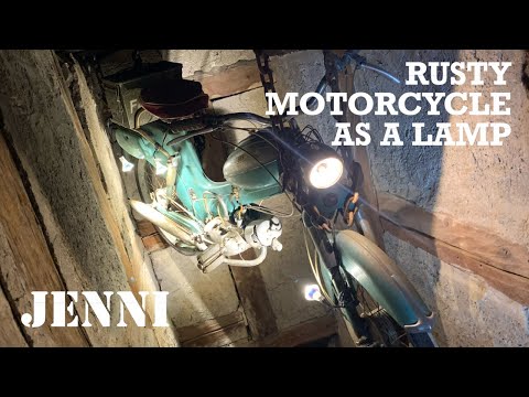 RUSTY MOTORCYCLE AS A LAMP