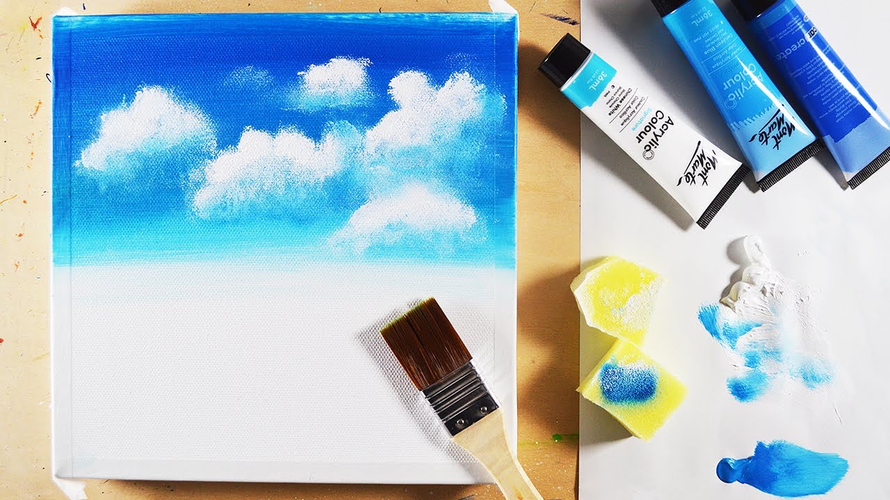 How To Draw Sky And Clouds Using Acrylic Paint Acrylic Painting Tutorial For Beginners Youtube