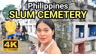 PHILIPPINES SLUM CEMETERY | WALKING THE WALL of DEATH CEMETERY in BAGBAG NOVALICHES [4K] 🇵🇭