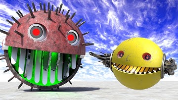 Pacman Battles Spiky Monster, Lava Robot, and More in a Dangerous Maze Challenge!