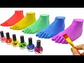 DIY How To Make Rainbow Foot &amp; Nail Polish with Kinetic Sand Cutting | Funny Kinetic Sand