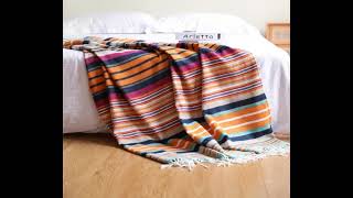 Colorful Bohemian Striped Throw Blanket – Soft, Comfy, Versatile for Summer
