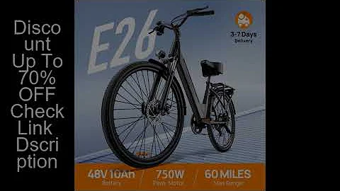 750W E-Bike Commuter 26x2" Tires 48V 10.4Ah Removable LCD Display 20MPH Speed 7-Speeds Hydraulic Dis