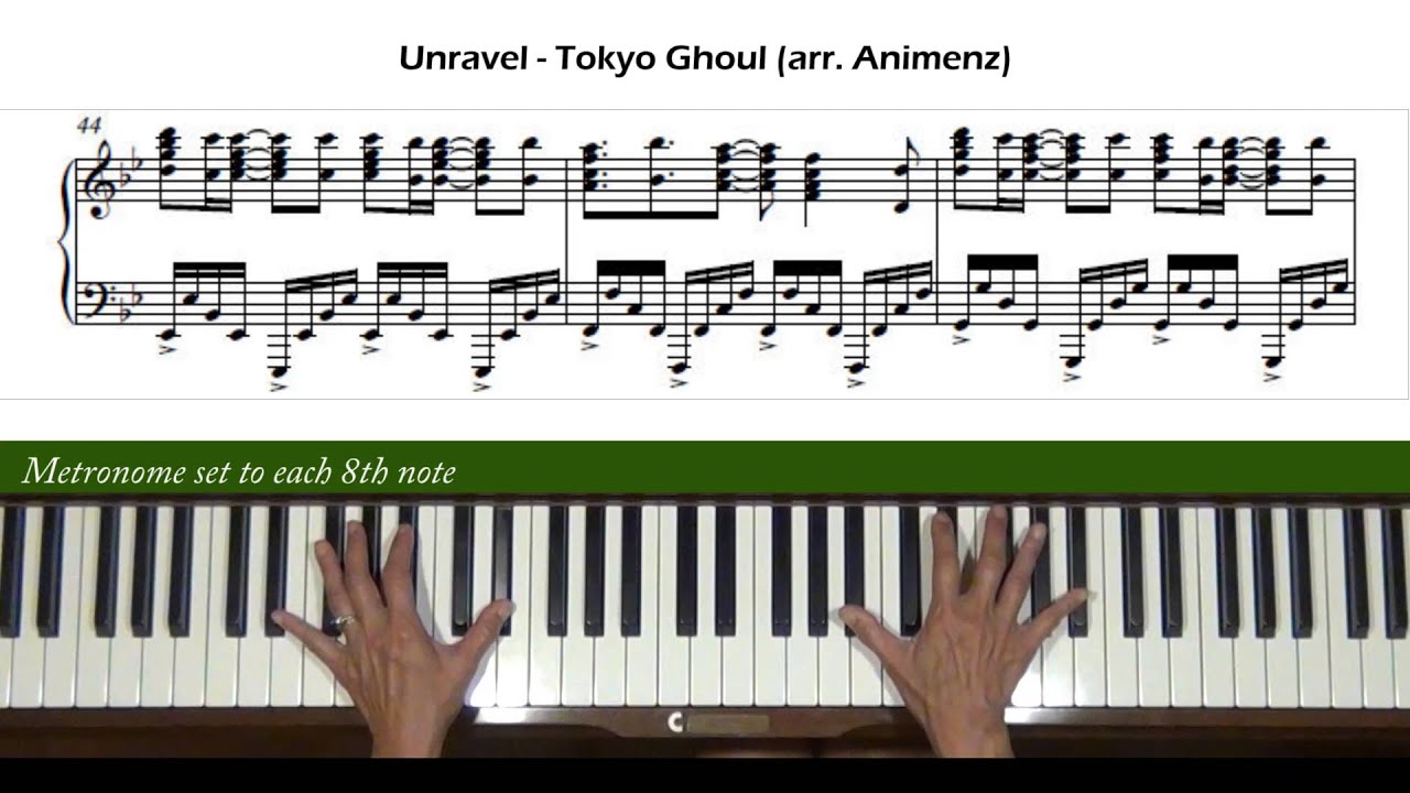 Cabecear técnico huella Unravel Tokyo Ghoul OP (arr. Animenz) Piano Tutorial Part 1 - YouTube