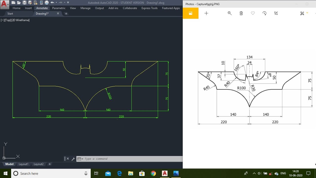 Batman logo in autocad || Autocad 2d practice drawing exercise - YouTube