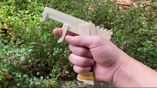 DIY_ Make a rubber band gun from a discarded ice cream stick // PCS 2001