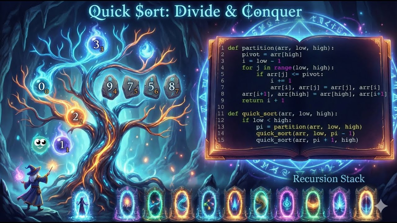 ⚡ Quick Sort Algorithm: Visualized & Explained! | Divide & Conquer 🧠 (Python + Manim)