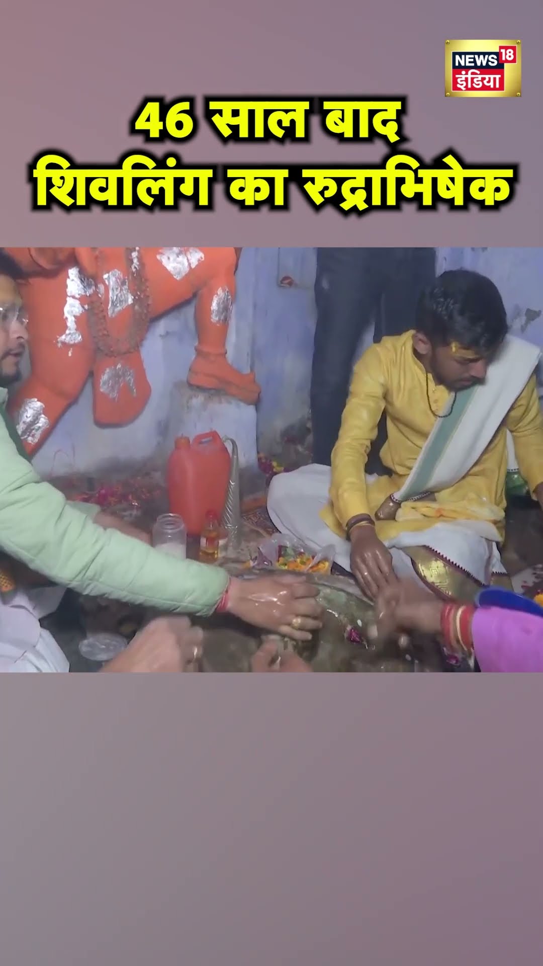 UP के Sambhal में 46 साल बाद Shiv Mandir खुलने पर शिवलिंग का रुद्राभिषेक | Hindi News | N18S #shorts