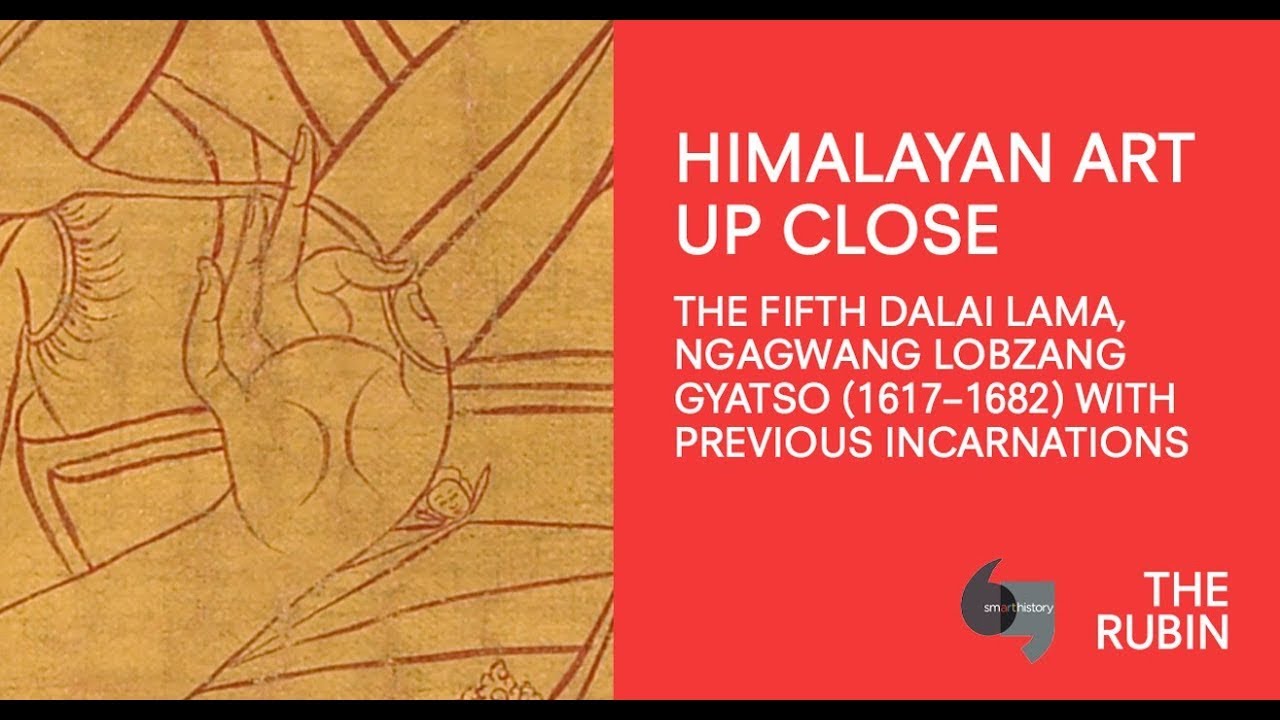 The Fifth Dalai Lama Ngawang Lobzang Gyatso  with Previous Incarnations: Himalayan Art Up Close