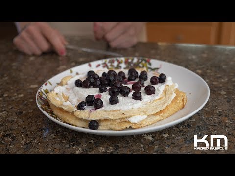 Blueberries and Frozen Yogurt Protein Pancakes