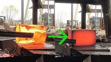 Forging a giant cylinder into a rectangular iron block| Amazing heavy duty forge video