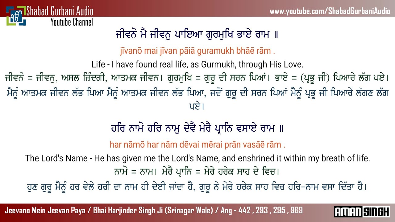 Jeevano Mein Jeevan Paya  Bhai Harjinder Singh Ji  Punjabi  English Lyrics  Meaning  4k 60fps