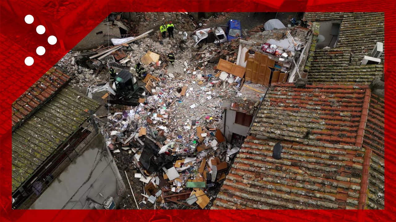 Canale Monterano (RM), palazzina crollata: le immagini dal drone