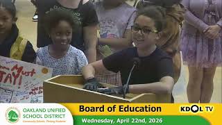 OUSD 2026-04-22 Board of Education meeting - Oakland Unified School District