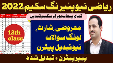 2nd year maths pairing Scheme 2022 12th class 2022 all subjectsng scheme, pattern 12th all subjects