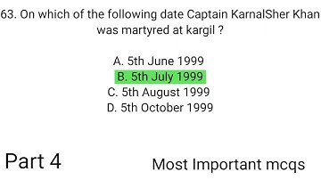 Part 4 SPU  SINDH POLICE WRITTEN TEST GENERAL KNOWLEDGE ALL FORCE KE LEYE MOST IMPORTANT MCQS