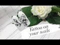 Tattoo on your nails/ Black and white flowers/ Stylish nail design