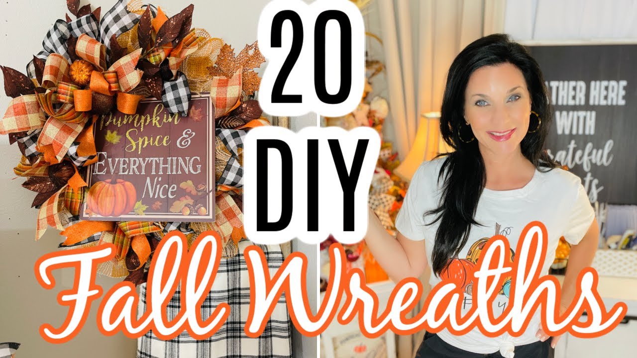 🎃🍁20 DIYS DOLLAR TREE FALL WREATHS GARLANDS TREES DECOR DECO MESH 🎃🍁 ...