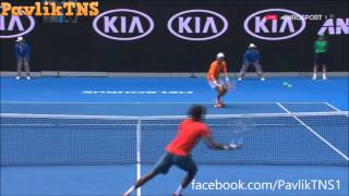 Gael Monfils vs Stephane Robert Between The Legs Shot Australian Open 2016