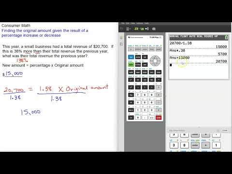 Finding the original amount given the result of a percentage increase or decrease