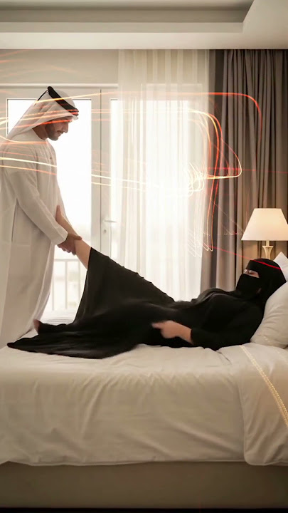 Arab husband and wife sharing a sweet romantic moment full of love, emotions, and connection 💖✨