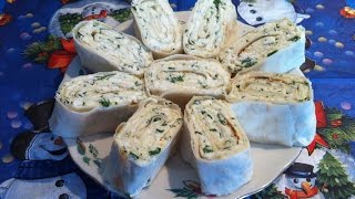 Рулет из лаваша с творогом, чесноком и зеленью. Мамулины рецепты. Рулет из лаваша с творогом, чесноком и зеленью. Мамулины рецепты.