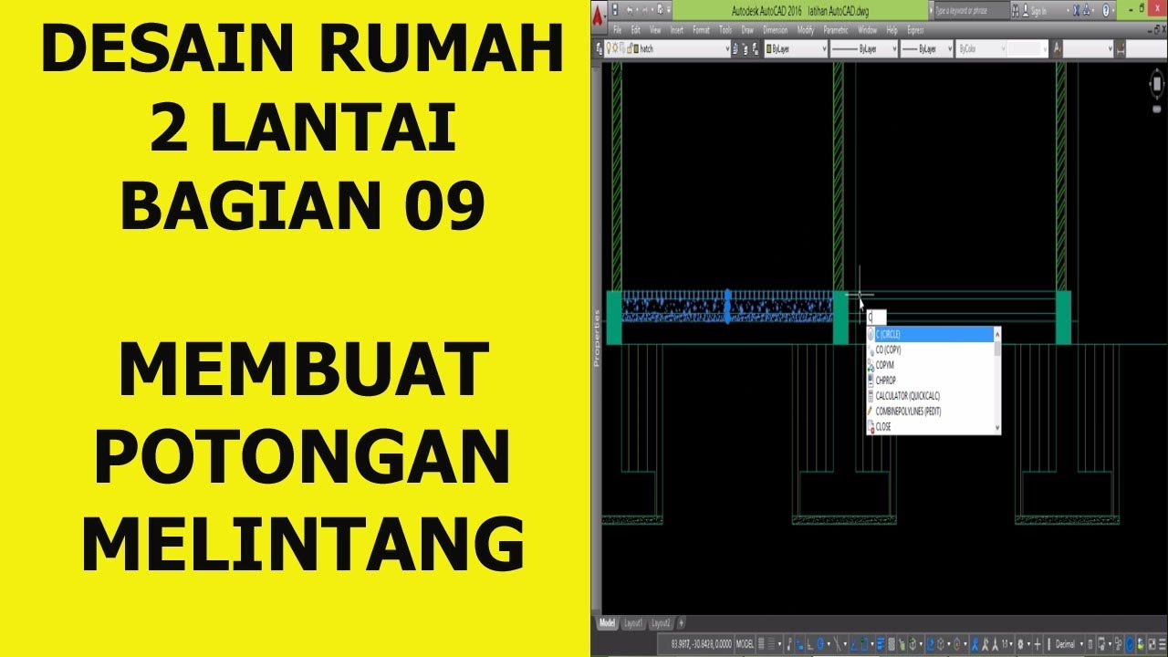  Belajar  desain rumah  2 lantai dengan AutoCAD  bagian 09 