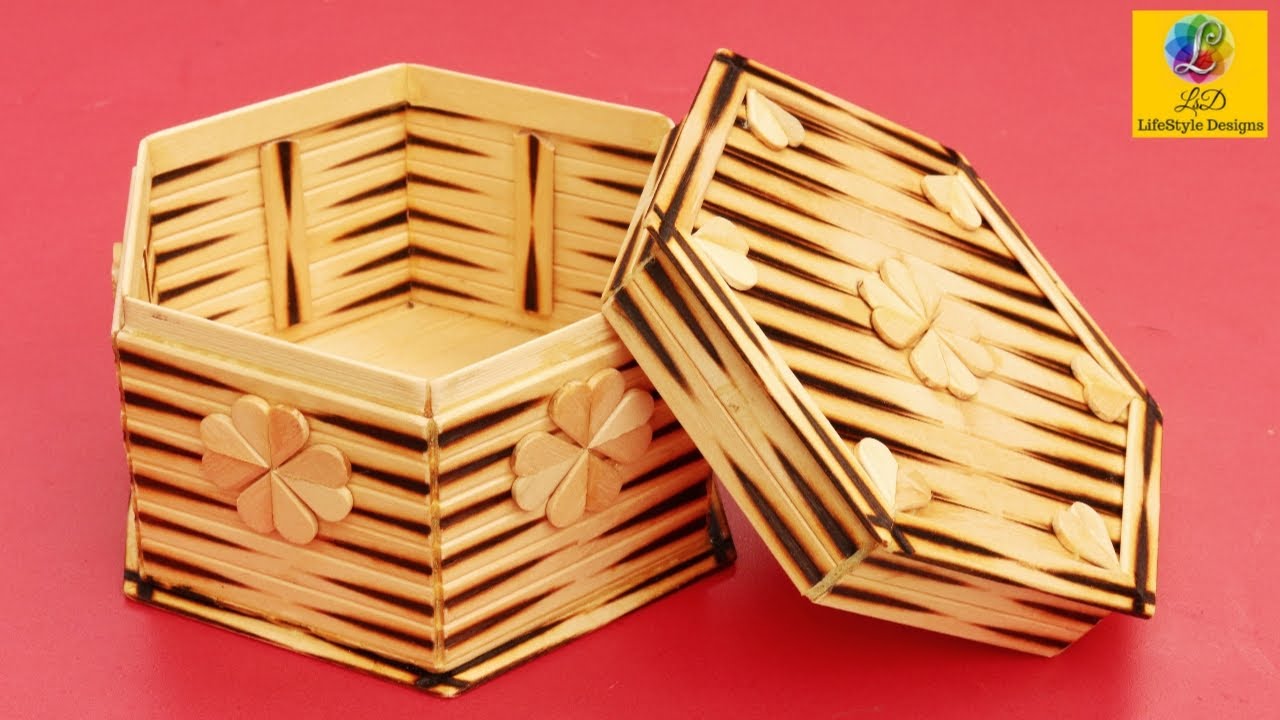 DIY Jewellery Box made from Popsicle Sticks Unique Decoration with