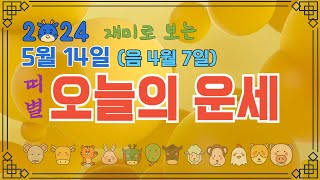 오늘의 운세 2024년5월14일 (음력 4월7일) 띠별운세, 종합운 건강운 애정운 재물운 금전운 년생별운세