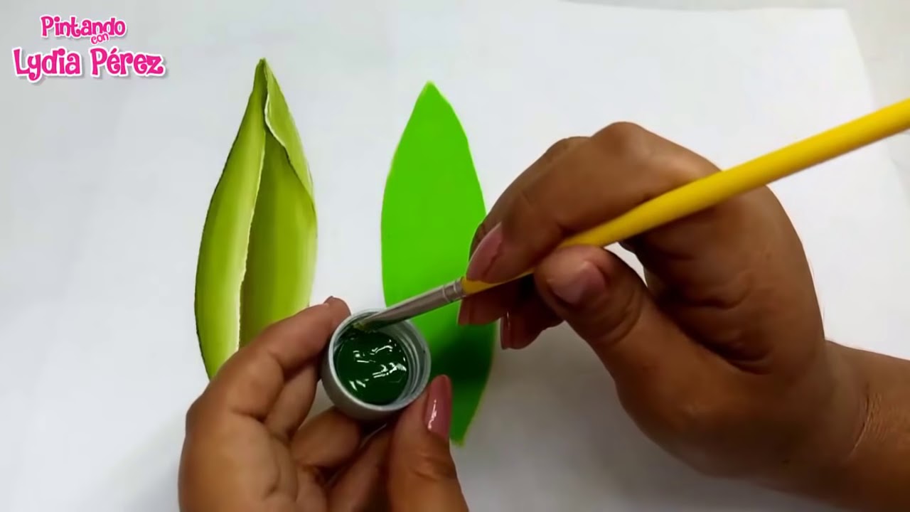 Como Pintar Hojas Largas Para Tulipanes Y Orquídeas / How To Paint Long Leaves