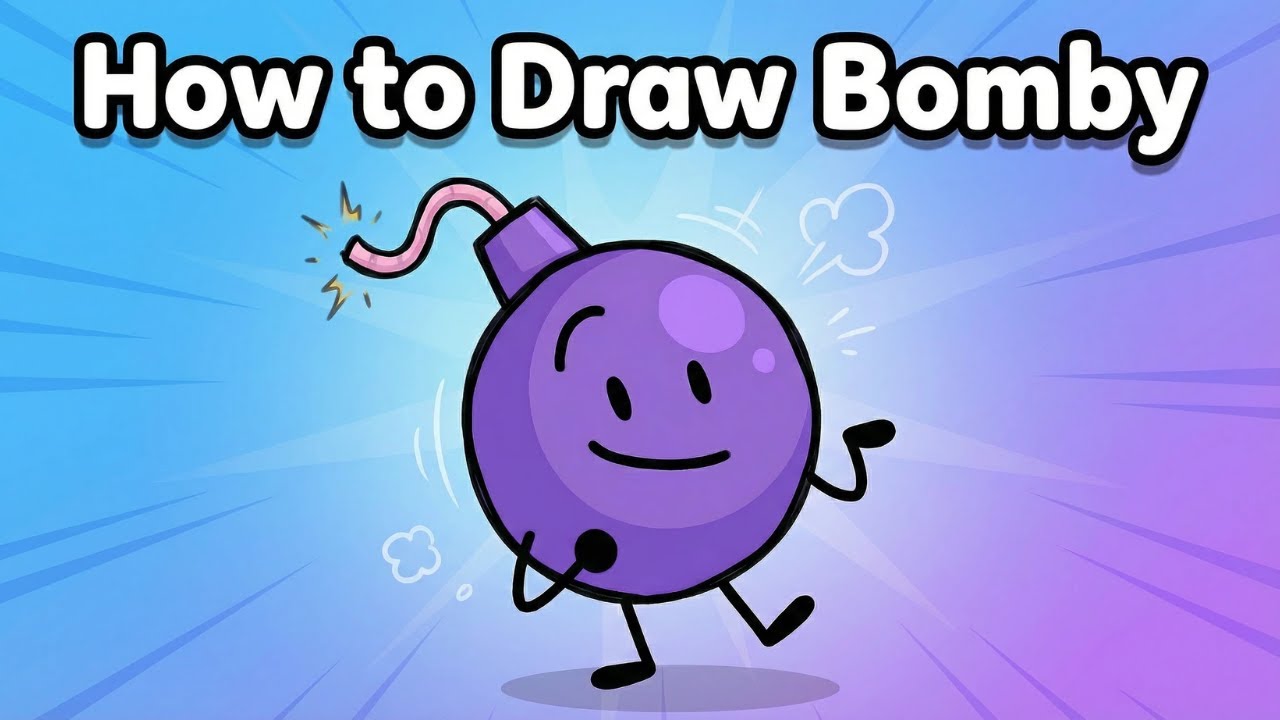 Bfdi Step Drawing Bomby with Crayons! 💜 BFDI-Style Art Step by Step - YouTube