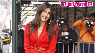 Priyanka Chopra Stuns In A Flaming Red Pantsuit While Stopping By 'The View' In New York City