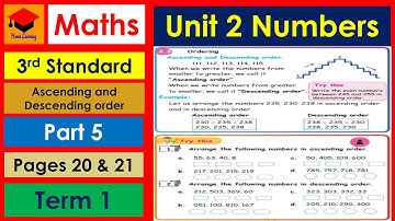 3rd Std- Maths- Unit 2- Numbers- Part 5 Pages 20 & 21- Ascending and Descending Order- Term 1-