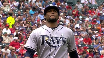 TB@CLE: Souza ranges back for final out of the inning