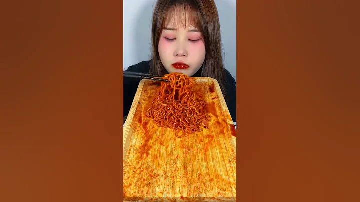 Asmr Mukbang, Food With Plate, Spicist Enoki Mushrooms, And Noodles Meatballs Spicy Yummy