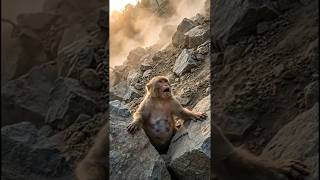 Pregnant Monkey Trapped In Two Giant Rocks -