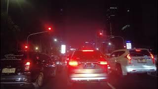 Night Drive Sarinah Thamrin to Semanggi via Thamrin, Bundaran HI dan Sudirman - Jakarta Indonesia