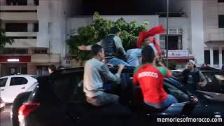 Moroccans celebrate qualifying for Russia World cup on the streets , Rabat, Morocco