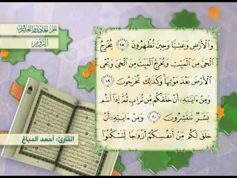 القرآن الكريم الجزء الحادي والعشرون العنكبوت الروم لقمان السجدة الأحزاب القارئ أحمد الدباغ