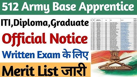 Army Base Workshop Apprentice Official Update 2023, 512 Army Base Apprentice Merit List 2023
