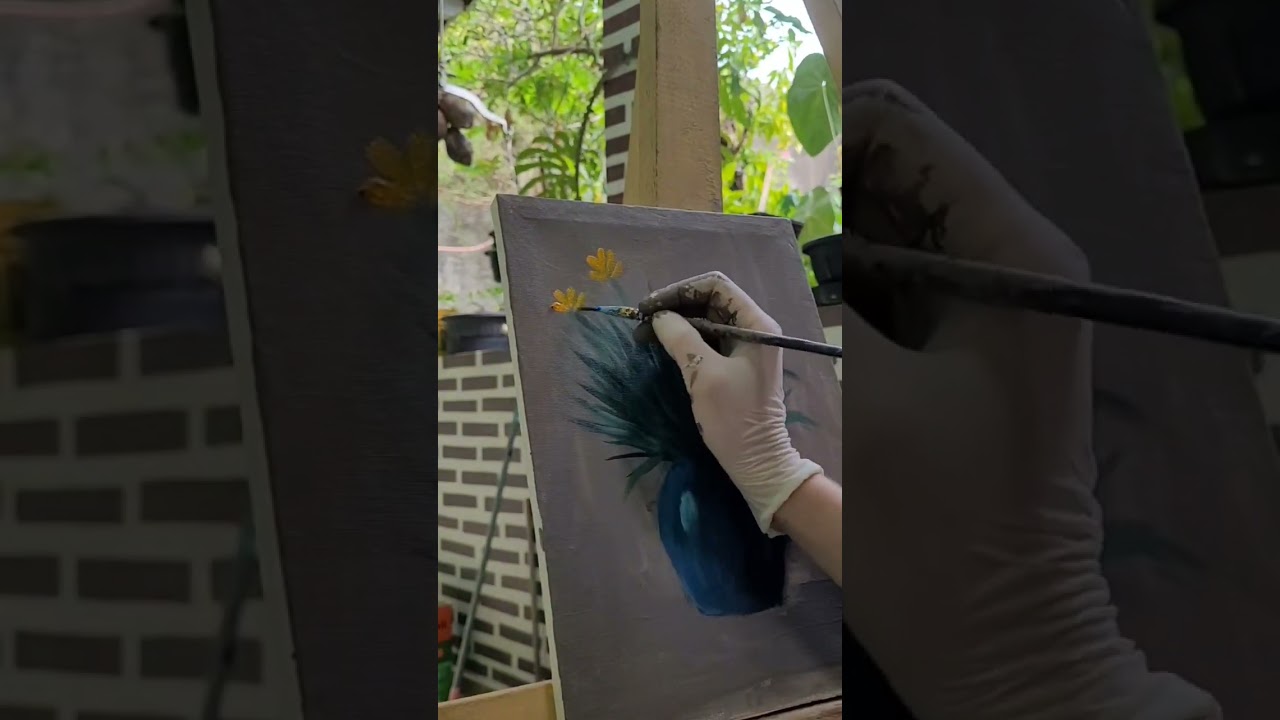 Pintura de tinta acrilica! Vaso de flor fácil! 