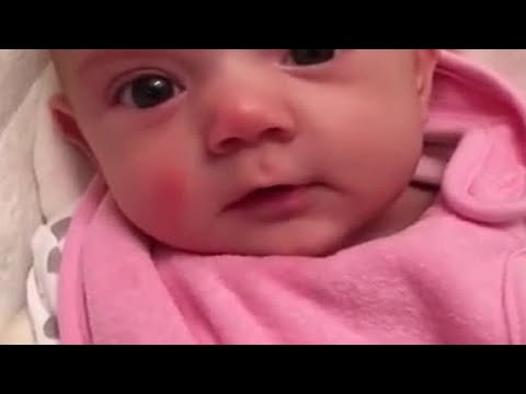 8-week-old baby says "I love you" to mom