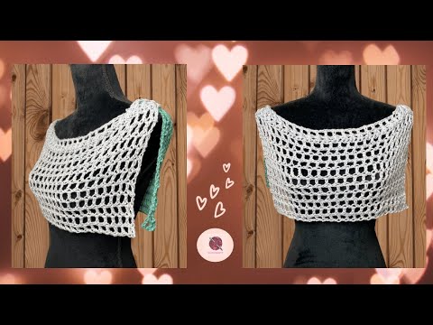 CAPA TIPO TOP CON TAL SOLO 2 RECTÁNGULOS A CROCHET #ganchilloparaprincipiantes