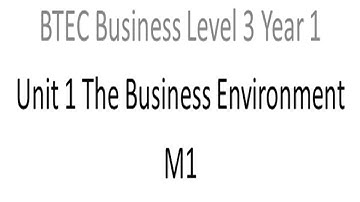 BTEC Business Level 3 Year 1 Unit 1 The Business Environment M1